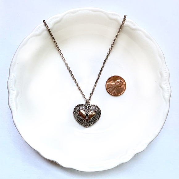 Rustic Sweet Heart Lock Pendant Necklace - Picture 2 of 4